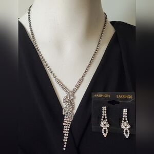 Elegant Dark Crystal Necklace and Earring Set